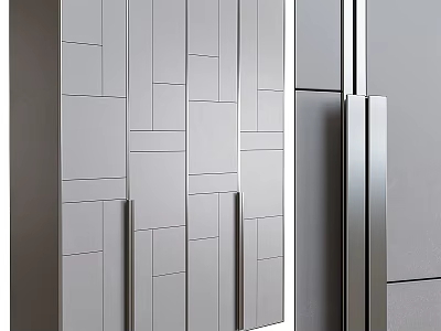 Modern Wardrobe Interior Design With Sleek Paneled Doors Metallic Handles And Minimalist Look 3d model