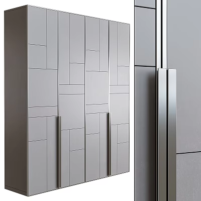 Modern Wardrobe Interior Design With Sleek Paneled Doors Metallic Handles And Minimalist Look 3d model