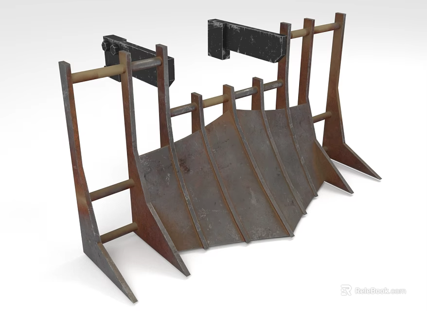 Industrial Heavy Duty Metal Frame Equipment With Curved Plate And Supports 3d model 