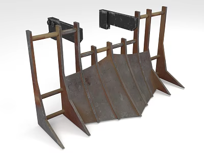 Industrial Heavy Duty Metal Frame Equipment With Curved Plate And Supports 3d model