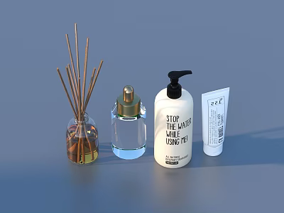 Luxury Cosmetic Set With Reed Diffuser Perfume Bottle Body Lotion And Label 3d model