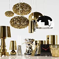 Elegant Modern Gold Silver Metallic Decorative Ornament Set For Home Decor