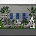 Outdoor Flower Arrangement Decor With White Tent Green Plants Lawn And Decorative Items