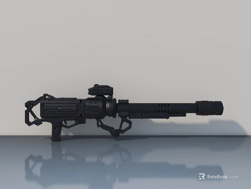 Modern Black Metal Swing Door With Smooth Surface And Mechanical Design Elements 3d model