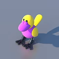 Cute Colorful Bird Toy With Yellow Wings Purple Body And Black Legs