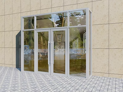 Modern Glass Swing Door with Metal Frame for Commercial Building Exterior 3d model