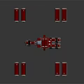 Red Military Multi Legged Robot Vehicle With Detachable Drone Units And Mechanical Structure