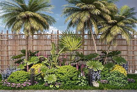 Modern Plant Group Flower Border Green Plant Tree Palm Shrub Ball Flower Combination 3d model