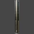 Industrial Metal Cylindrical Tower With Square Top Components Against Gray Sky 3d model