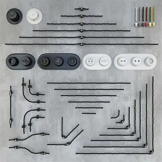 Modern socket switch socket wire line 3d model