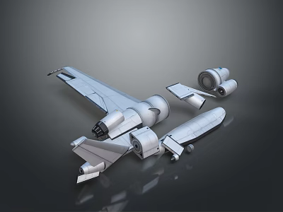Detailed 3D Model of Futuristic Aircraft With Wings Engines and Fuselage Components 3d model