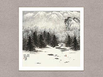 Decorative Painting Snow Landscape Painting Lu Xingtang Landscape Painting 3d model