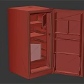 Old Rusted Refrigerator With Open Door And Visible Interior Shelves