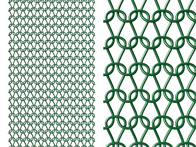Green Mesh Components With Interconnected Ring Patterns And Woven Structure 3d model