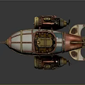 Steampunk Spacecraft Model With Metallic Details And Retro Design For Space Exploration