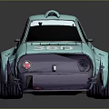 Light Blue Cartoon Style Modified Car With Large Wheels Rear Spoiler And Number 361