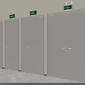 Light Colored Safety Doors With Green Digital Displays In Indoor Commercial Space