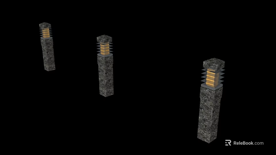 Stone Pillar Outdoor Lights With Illuminated Top Design For Outdoor Areas 3d model 