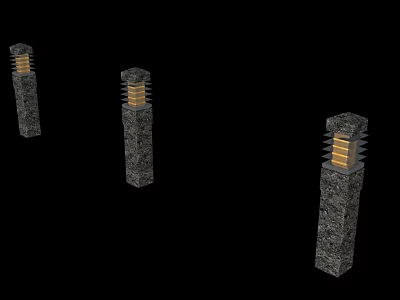 Stone Pillar Outdoor Lights With Illuminated Top Design For Outdoor Areas 3d model