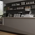 Coffee Shop Front Counter With Coffee Machines Pastry Bread Display And Menu Boards