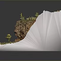 Natural Landscape Model With Red Rock Formation Green Vegetation And Caves