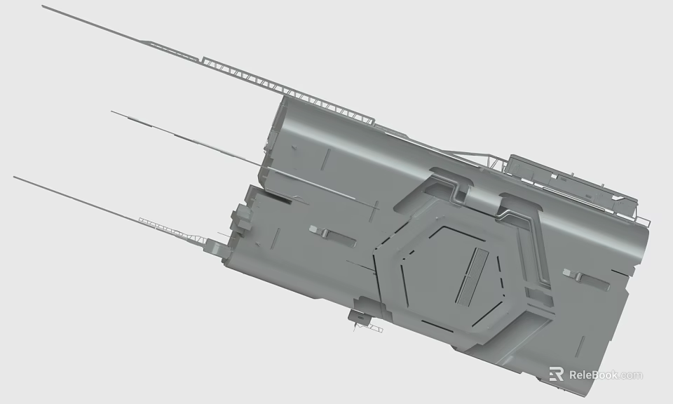 Grey Mechanical Structure Industrial Design 3D Rendering With Geometric Components 3d model 