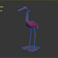 Pink Flamingo Sculpture With Long Legs And Pointed Beak On Square Base