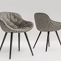 Modern Upholstered Dining Chairs With Houndstooth Pattern And Black Legs