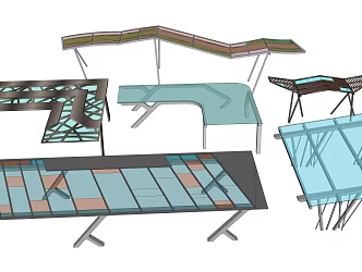 Modern gallery glass characteristic landscape gallery 3d model