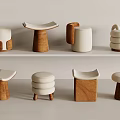 Medium Style Round Stool Square Stool 3d model