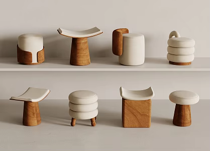 Medium Style Round Stool Square Stool 3d model