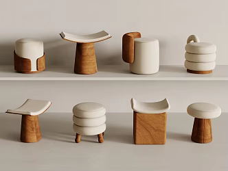 Medium Style Round Stool Square Stool 3d model