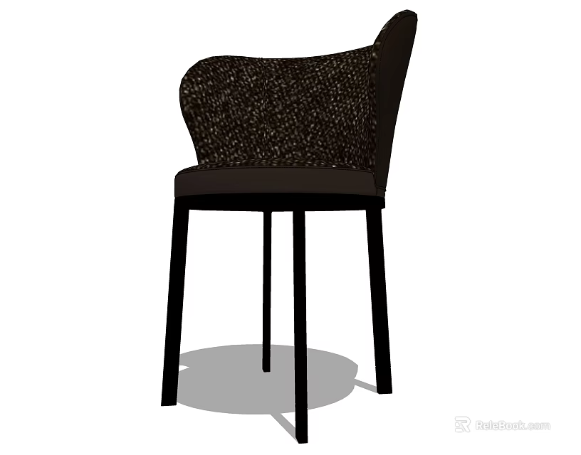 Modern Dark Textured Back Dining Chair With Slim Black Legs Design 3d model