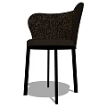 Modern Dark Textured Back Dining Chair With Slim Black Legs Design 3d model