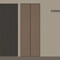 Cattelan Modern Wardrobes With Dark Wood Grain And Brown Grid Pattern On Light Wall Background