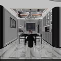 Modern Living Dining Room Interior With White Sofa Dining Table And Marble Floor