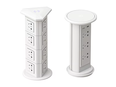 Leisure Area White Multi Outlet Power Towers With Multiple Charging Sockets 3d model