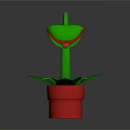 Decorative Green Plant With Curved Stem Red Green Flower And Red Pot