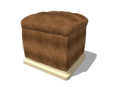 Comfortable Brown Upholstered Square Sofa Stool With Light Colored Base 3d model