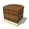 Comfortable Brown Upholstered Square Sofa Stool With Light Colored Base