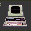 Vintage Portable Electronic Computer With Screen Keyboard And Colorful Control Buttons