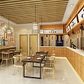 Traditional Chinese Restaurant Exterior With Wooden Signboard Hanging Lanterns And Brick Wall