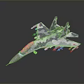 Camouflage Military Fighter Jet Model With Attached Weapons And Detailed Design