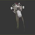 Detailed Mechanical Object with Intricate Metallic Structure Tentacle like Cables and Silver Finish