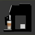 Modern Kitchen Appliance Coffee Machine With Display Screen And Cup Of Layered Beverage