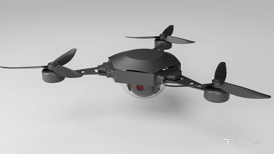 Black Foldable Drone with Four Propellers and HD Camera for Aerial Use 3d model