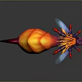 Colorful Fantasy Insect With Large Orange Red Wings Blue Purple Body And Red Legs
