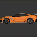 Orange Sports Car With White Roof Rear Spoiler Black Wheels And Sleek Design