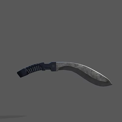 Curved Metal Weapon With Sharp Blade And Black Textured Handle Grip Design 3d model Curved Metal Weapon With Sharp Blade And Black Textured Handle Grip Design 3d model