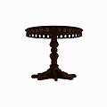 Traditional Round Wooden Dining Table With Intricate Carved Base And Decorative Details